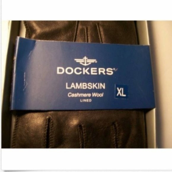 Mens Black LEATHER Gloves Cashmere Wool Lambskin XL Dockers Driving Gift New - Picture 3 of 8